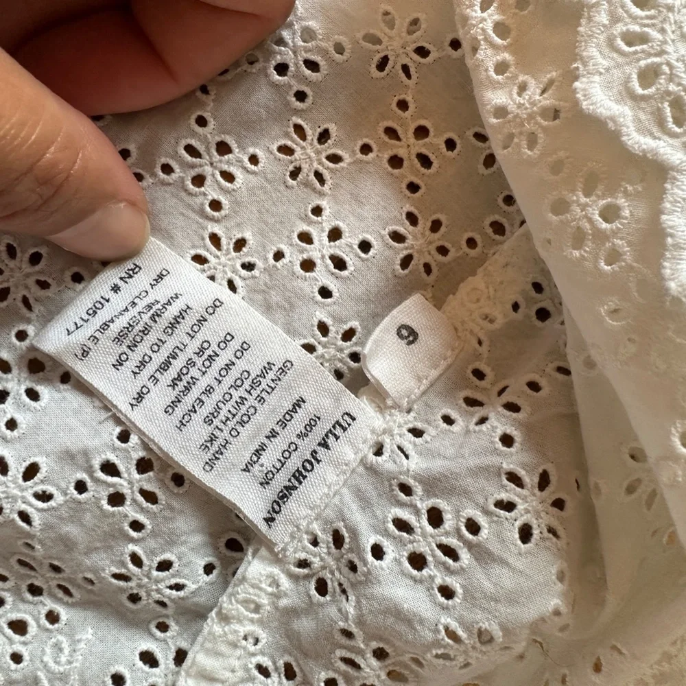 ULLA Johnson White eyelet blouse size 6 - Picture 3 of 3